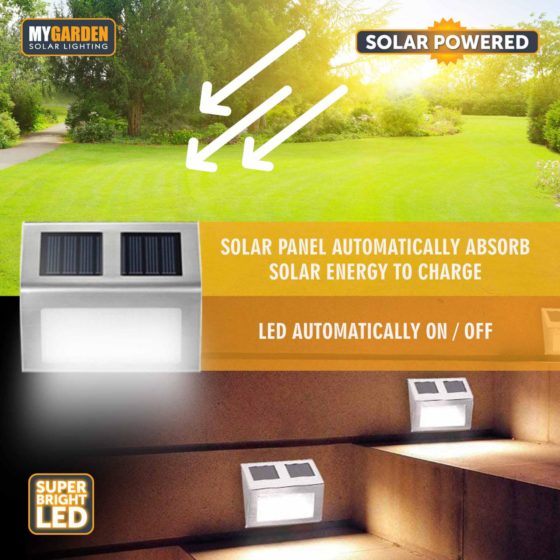 Garden Wall & Stair Light 2 Pack LED Solar Energy 1057