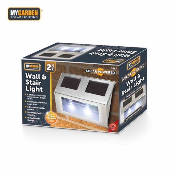 Garden Wall & Stair Light 2 Pack LED Solar Energy 1057