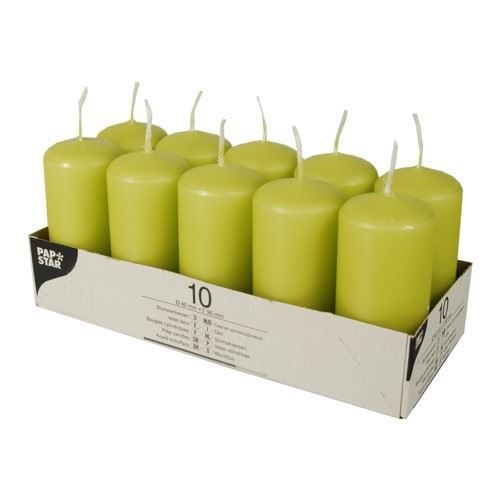 Pillar Candles 90 x 40mm Pack of 10 Lime Green 10585