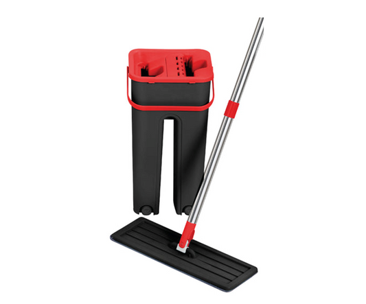 SQ Flat Mop Bucket Set Plastic 5L Black - Red 10608 A