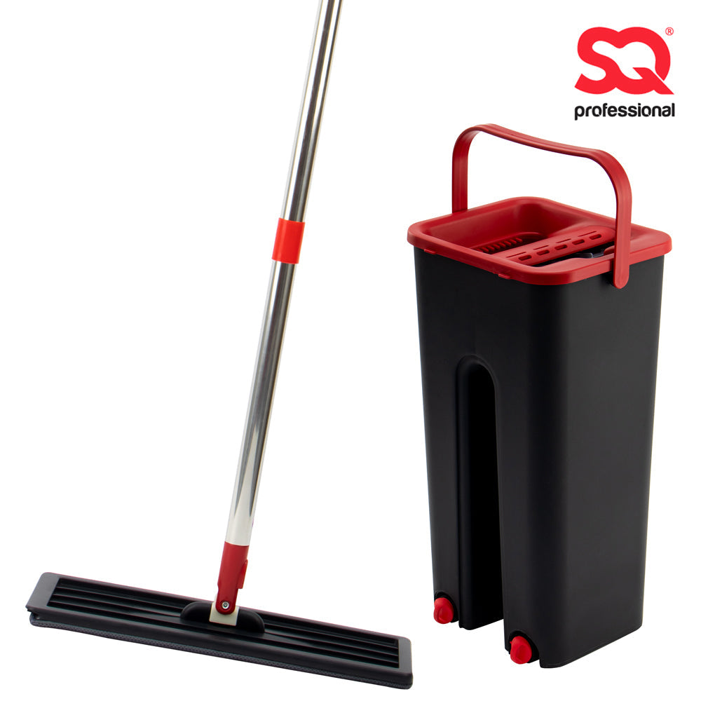 SQ Flat Mop Bucket Set Plastic 5L Black - Red 10608 A