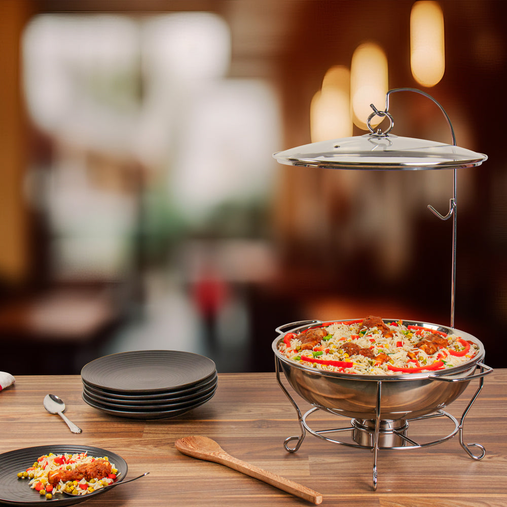 Sq Round Banquet Buffet Chafing Dish With Glass Lid 6L