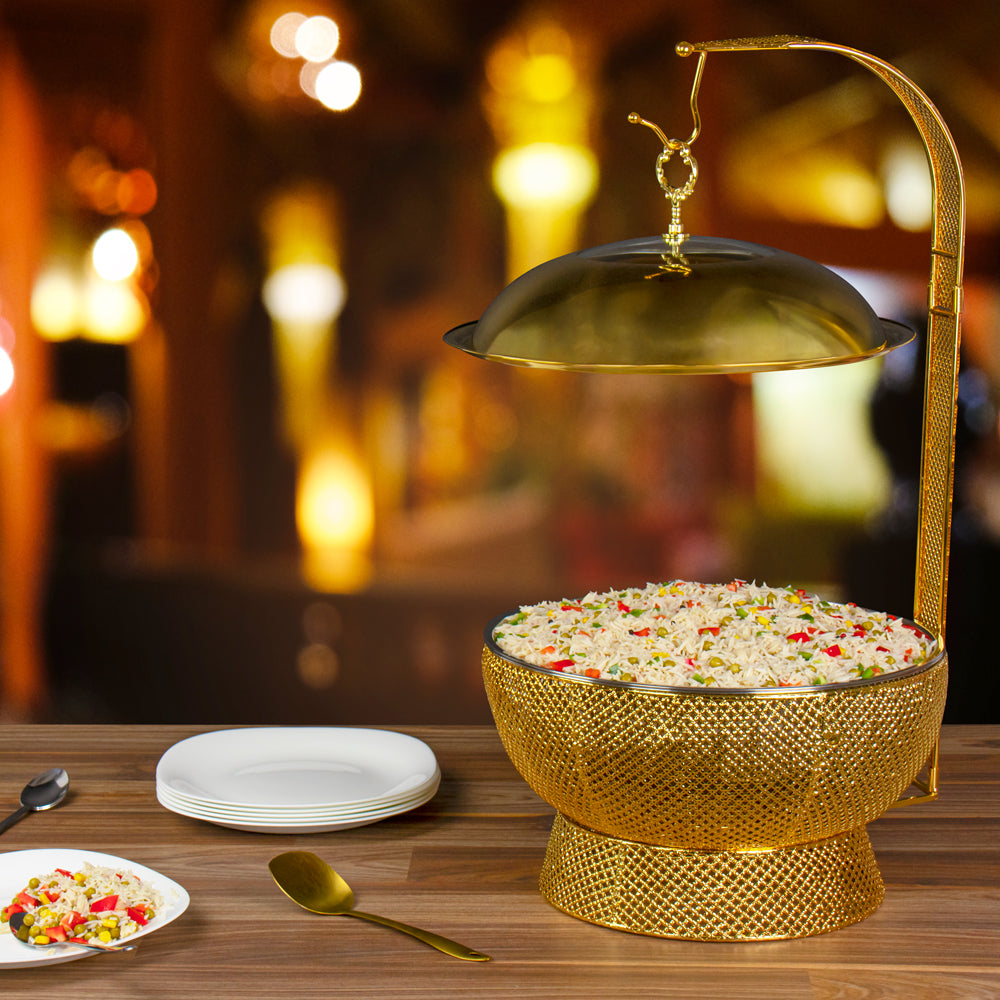 SQ Professional Banquet Ornate Chafing Dish with Lid Gold 8L 10858