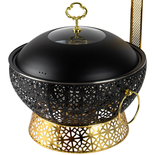 SQ Professional Banquet Ornate Chafing Dish with Lid Black Gold 8L 10877 A