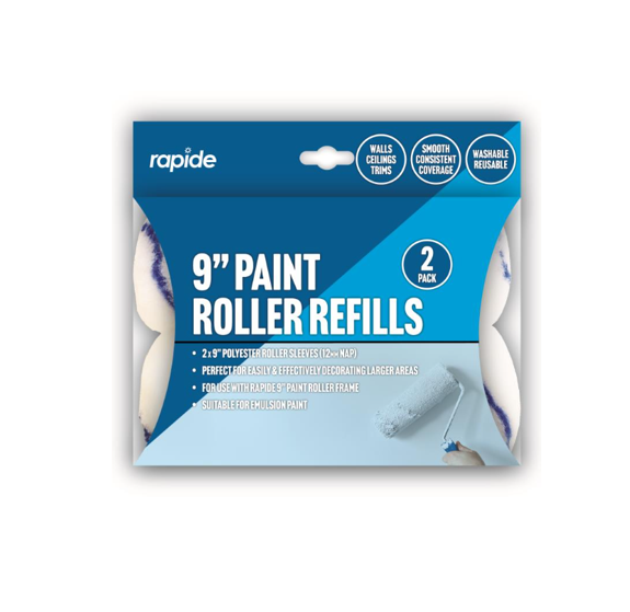 Rapide 9" Paint Roller Sleeve Refills Pack Of 2