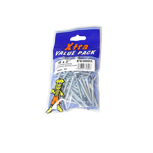 10 x 2 Pozi c/sk Twinthreads Xtra Value 45 Pack Diy 3003