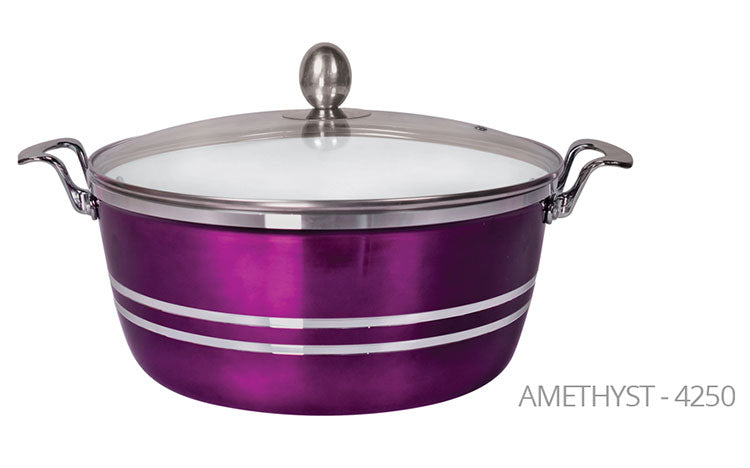 Sq Professional Metallic Die Cast Stockpot Set Of 5 Amethyst
