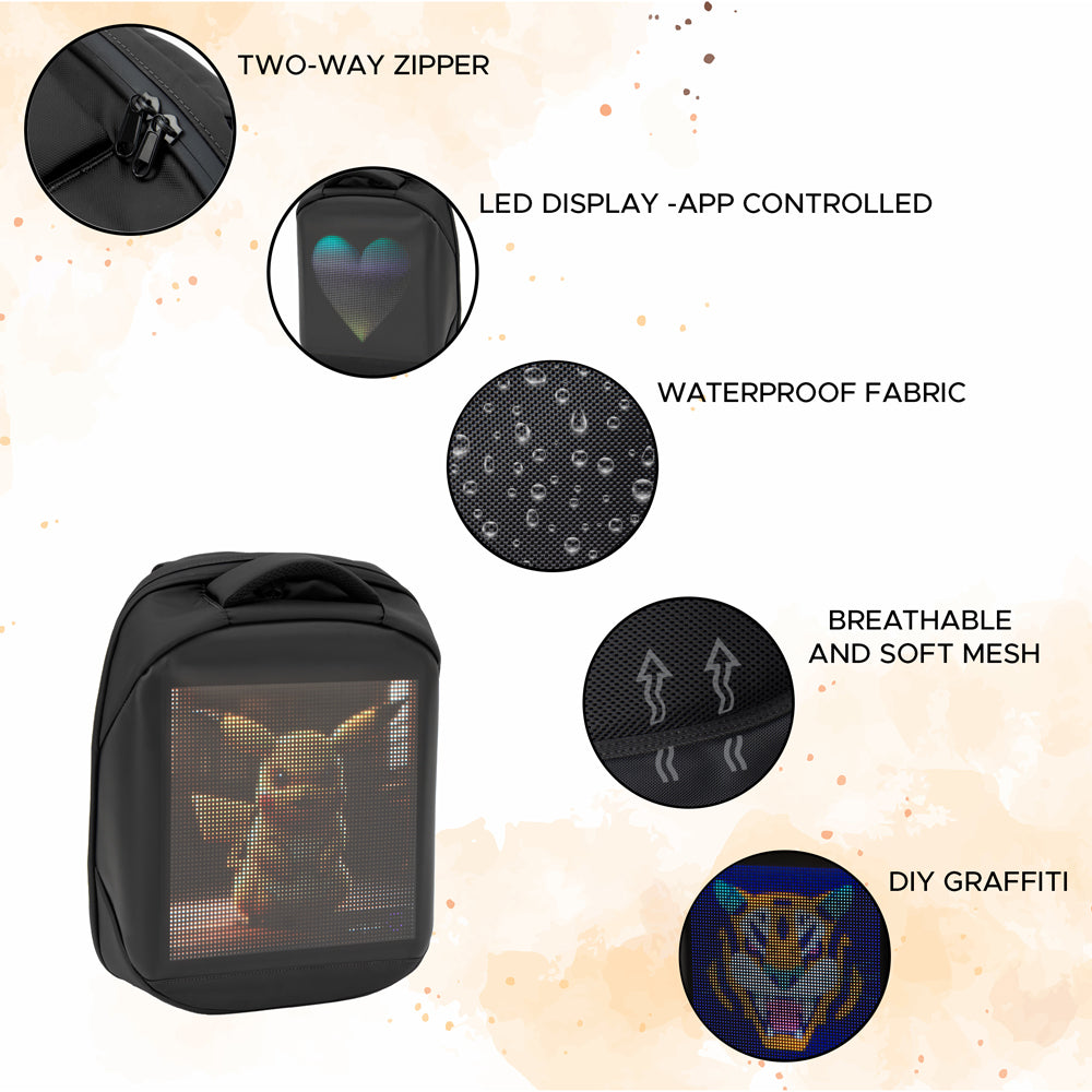 Durane LED Backpack 30 x 13 x 40 cm Black 11051