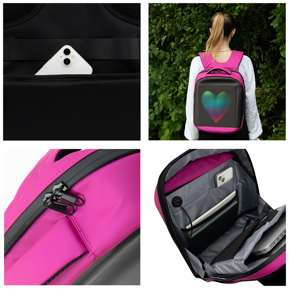 Durane LED Backpack 30 x 13 x 40 cm Pink 11055