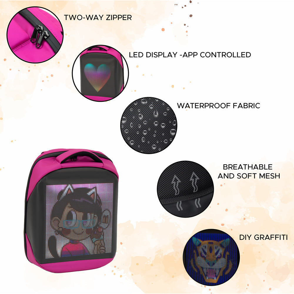 Durane LED Backpack 30 x 13 x 40 cm Pink 11055