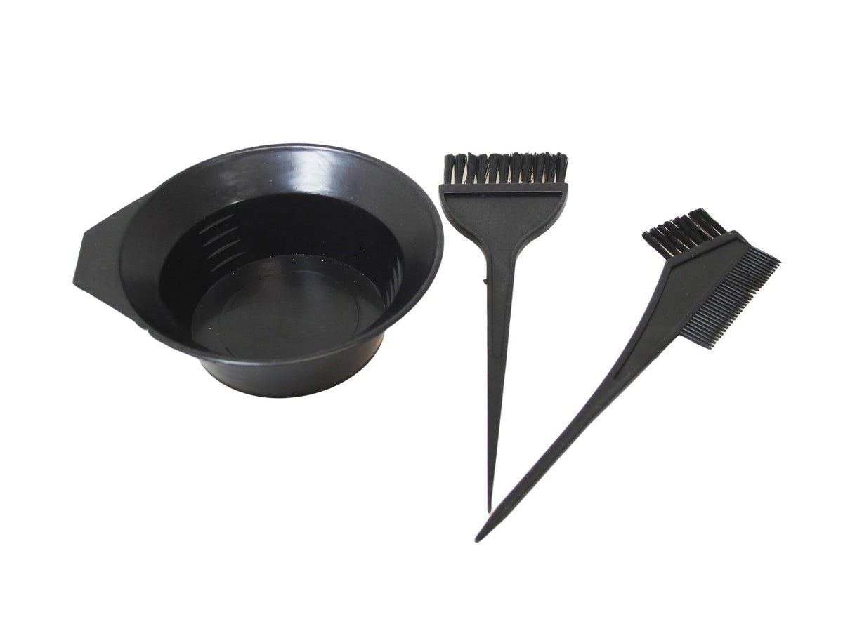 Plastic Hairdresser Hair Dye Colouring Brushes And Bowl Kit