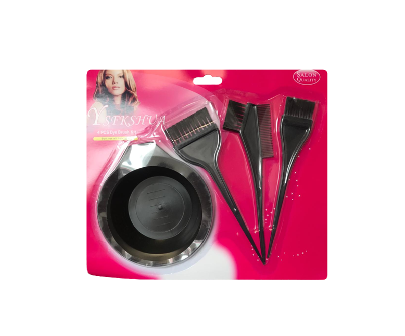 Plastic Hairdresser Hair Dye Colouring Brushes And Bowl Kit