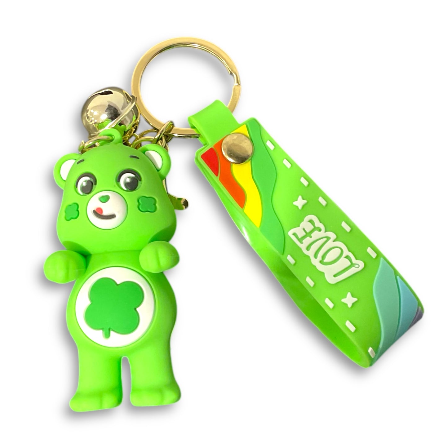 Care Bears Green Style Good Luck Bear 3D Silicone Keychain Keyring Pendant