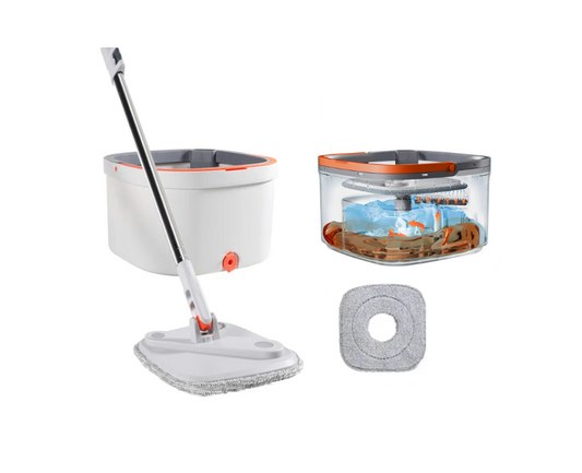 Square Spinning Mop Bucket Set with Square Head 29.5 x 29.5 x 18 cm 7736