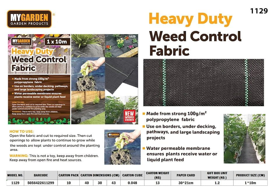 Garden Heavy Duty Weed Control Fabric 1 x 10m 1129