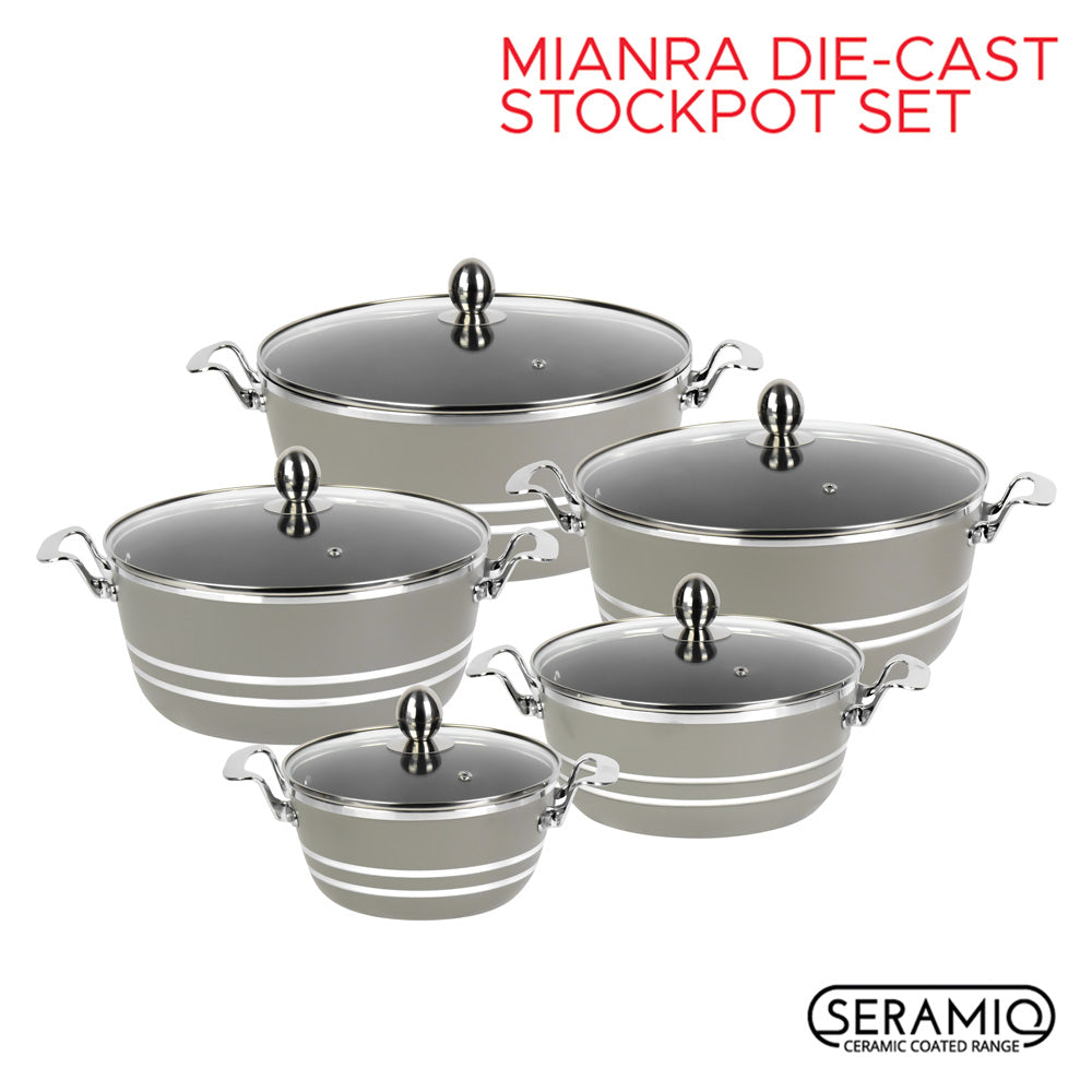 Sq Professional Seramiq Mianra Diecast Stockpot Set Of 5 Moonstone