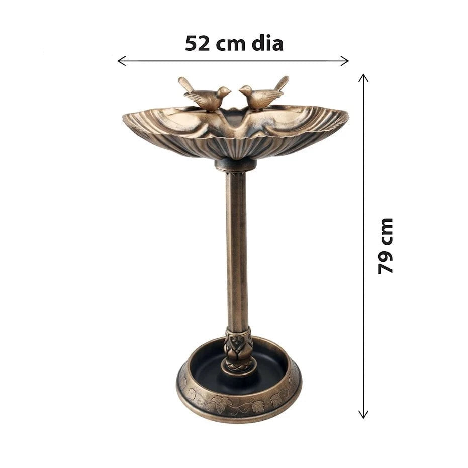 Bronze Effect Bird Bath With Bird Designs