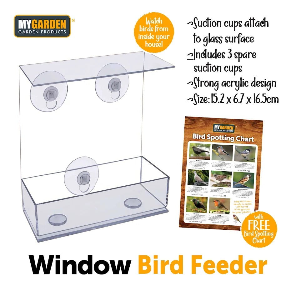 Plastic Window Bird Feeder 15.2 x 6.7 x 16.5 cm 1179