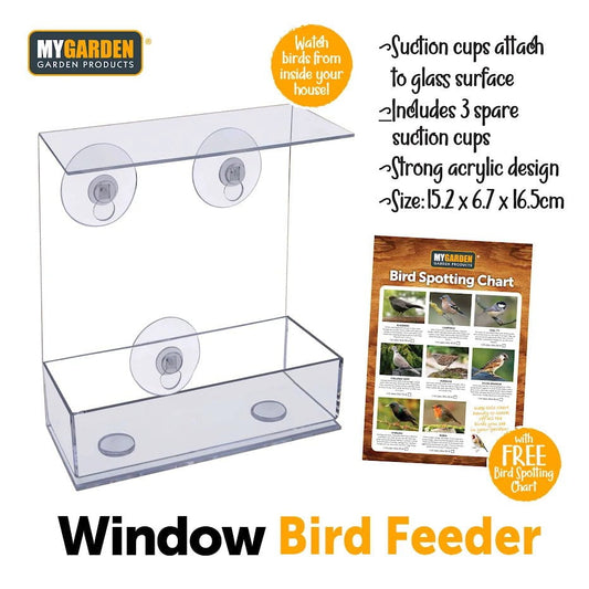 Plastic Window Bird Feeder 15.2 x 6.7 x 16.5 cm 1179