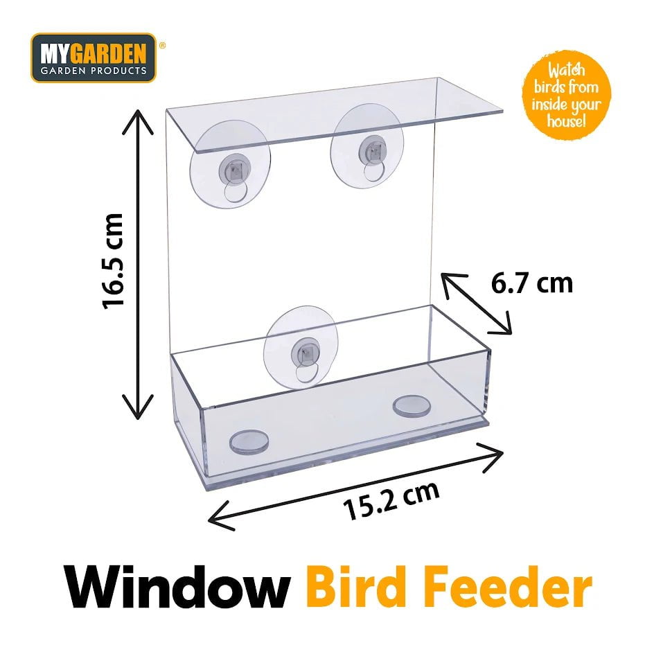 Plastic Window Bird Feeder 15.2 x 6.7 x 16.5 cm 1179