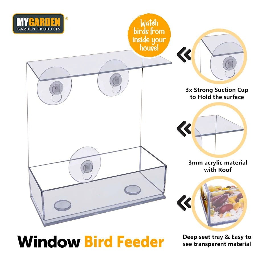 Plastic Window Bird Feeder 15.2 x 6.7 x 16.5 cm 1179