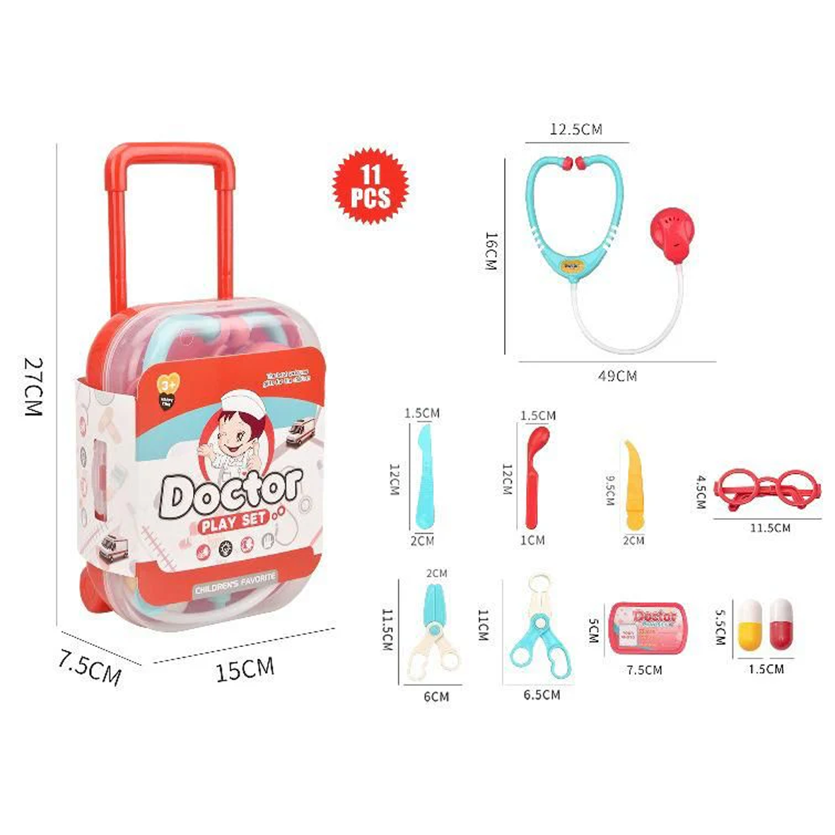 Pretend Play Mini Doctors with Carry Case 11 Pieces