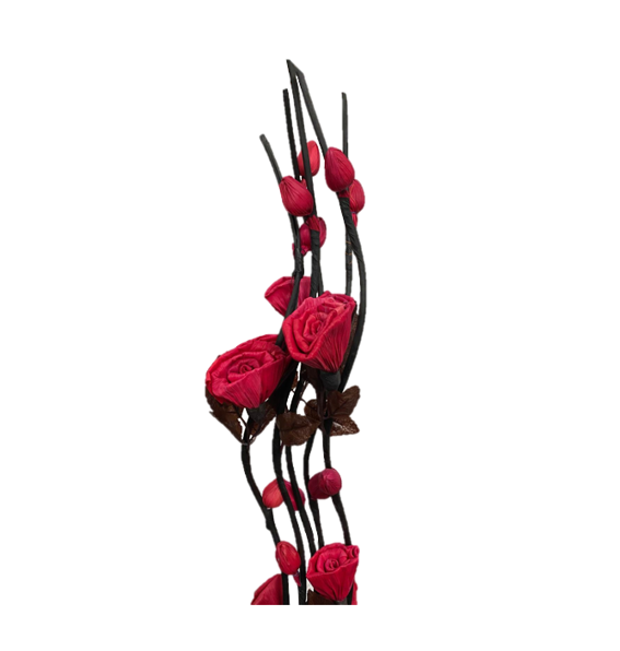 Long Stem Floral Twigs Home Decoration With Folded Rose Flowers 156Cm Assorted Colours