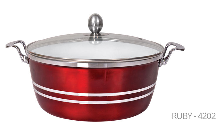 Sq Professional Metallic Die Cast Stockpot Set Of 5 Ruby