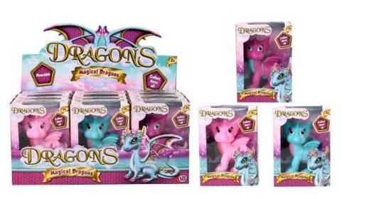 Magical Dragons Plastic Doll Figure H9 x D6 x W3 cm Assorted Colours 1375392