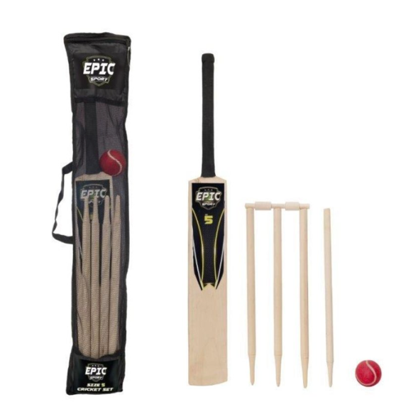 Children'S Outdoor Wooden Cricket Bat Set Size 5