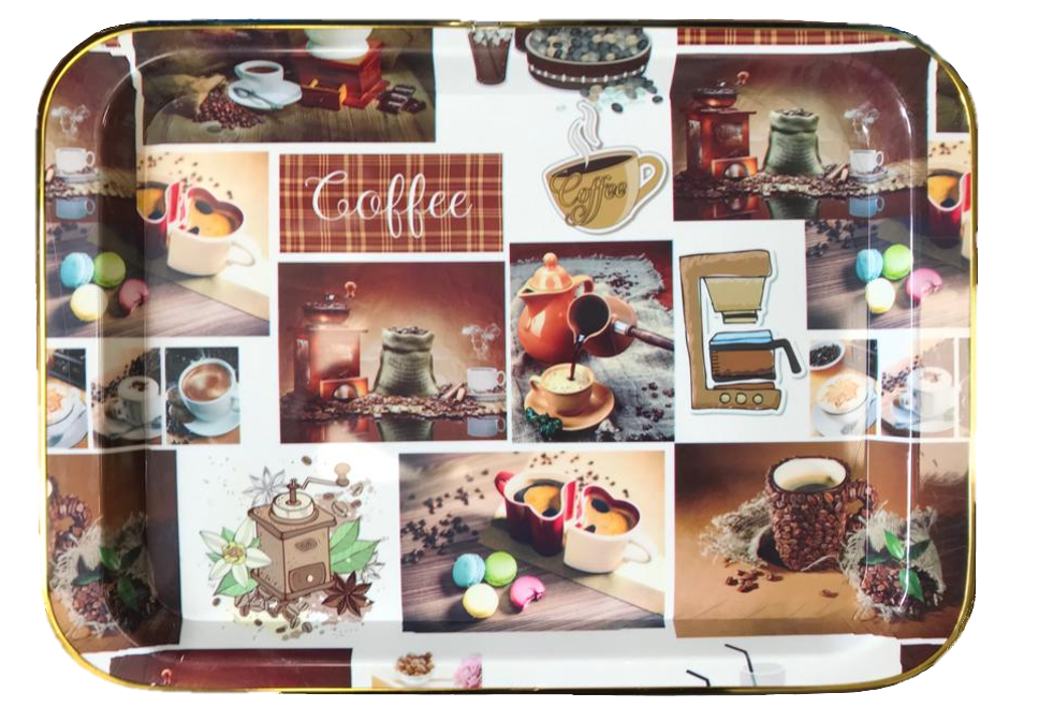 Plastic Rectangle Coffee Serving Tray 45 x 32 cm Assorted Designs 1390