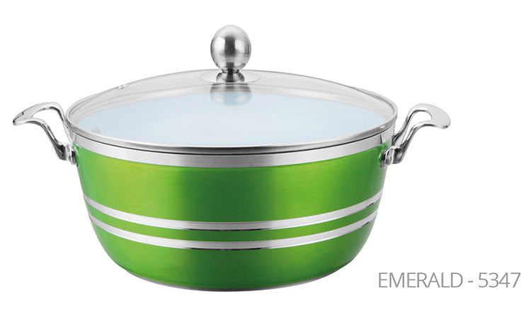Sq Professional Metallic Die Cast Stockpot Set Of 5 Emerald