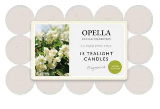 Beautifully Scented Opella Jasmine Blossom 15 Tealight Candles 3.5 Hour Burn Time