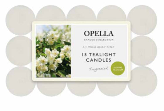 Beautifully Scented Opella Jasmine Blossom 15 Tealight Candles 3.5 Hour Burn Time