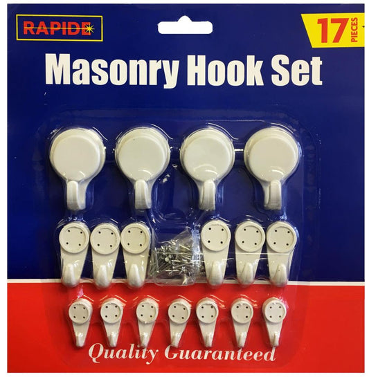 Masonry Hook Set White Plastic 17pc 4061