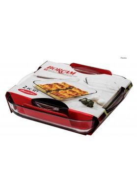 Pb Borcam Square Roaster Oven Dish Set Of 2 1.95 + 3.2 Litre (Parcel Plus Rate)