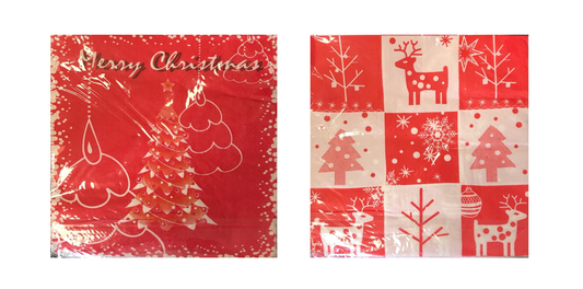 Pack of Merry Christmas Themed Paper Napkins Assorted Designs 1674