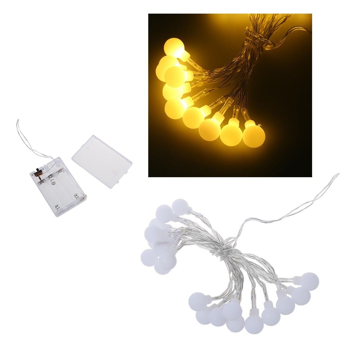 LED 20 Warm White Battery Operated Little Round Ball Christmas Festive Lights 2.5M 1750