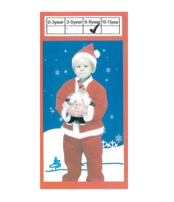 Christmas Santa Claus Outfit Suit One Size Age 6-9 Years 1764