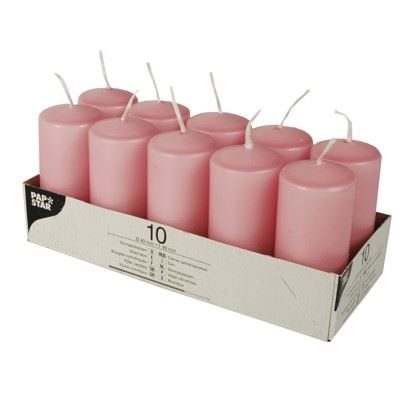 Pillar Candles 90 x 40mm Pack of 10 Pink 17913