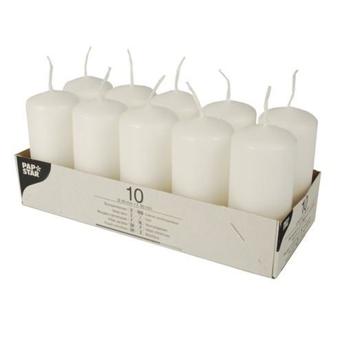 Pillar Candles 90 x 40mm Pack of 10 White 17915