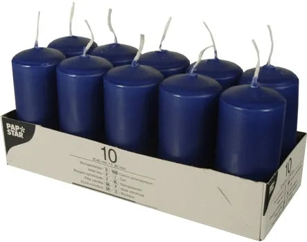 Pillar Candles 90 x 40mm Pack of 10 Dark Blue 17916