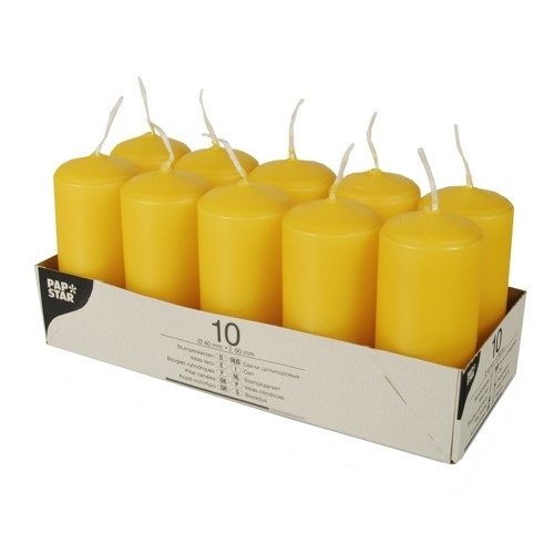Pillar Candles 90 x 40mm Pack of 10 Yellow 17917