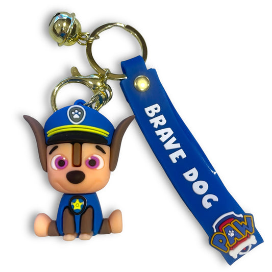 Paw Patrol Style Chase Dog 3D Silicone Keychain Keyring Pendant