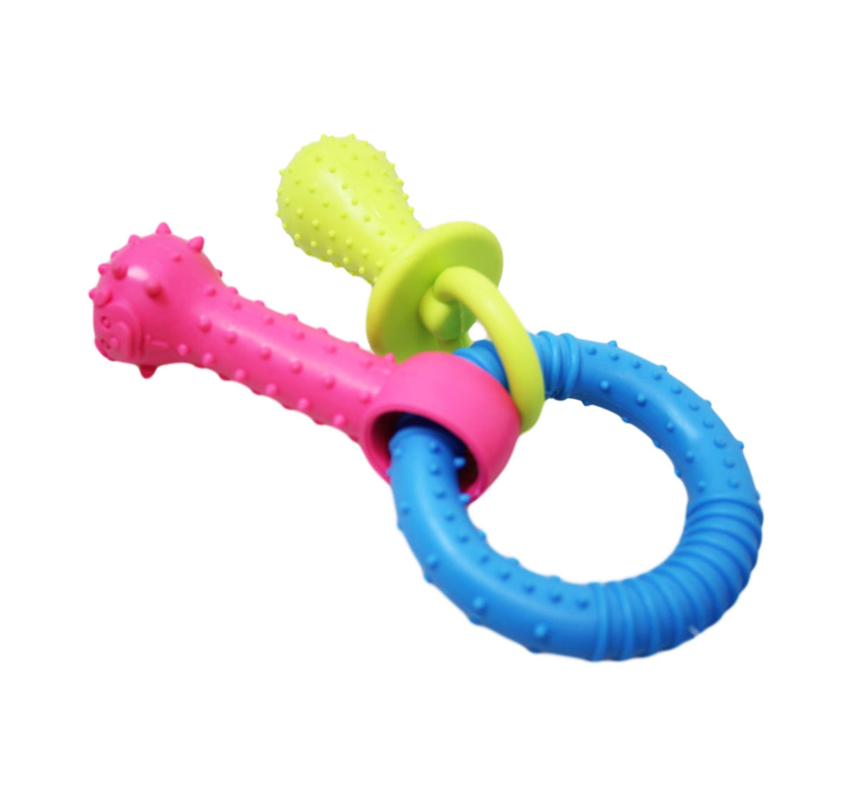 Pet Dog Chewing Toy Dummy Ring With Bone Assorted Colours