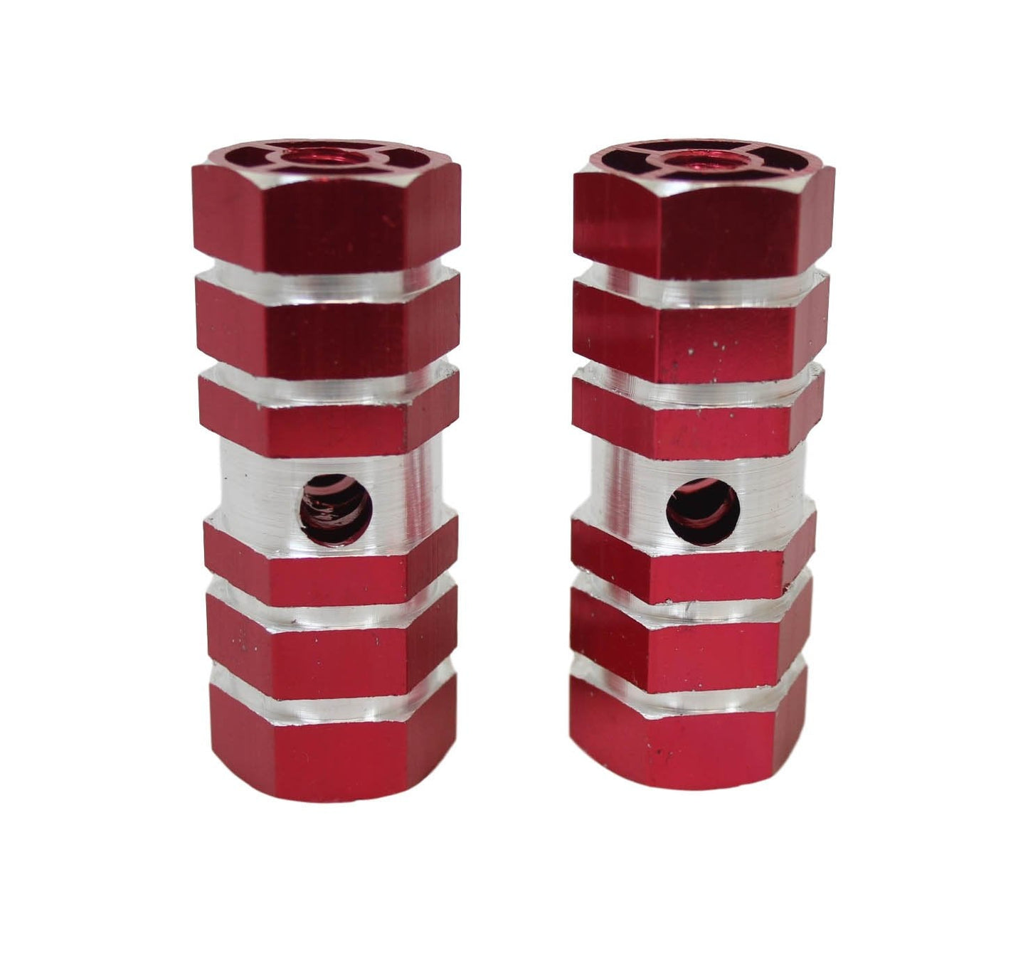 Aluminium Striped Bike Bicycle Pedal Foot Rest Axle Peg 7 X 2.3Cm Pack Of 2 Assorted Colours