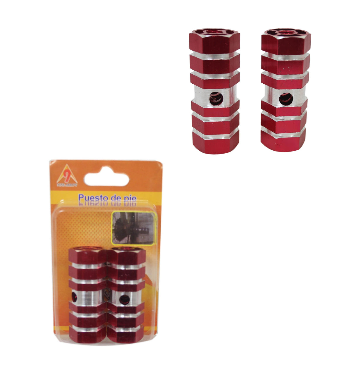 Aluminium Striped Bike Bicycle Pedal Foot Rest Axle Peg 7 X 2.3Cm Pack Of 2 Assorted Colours