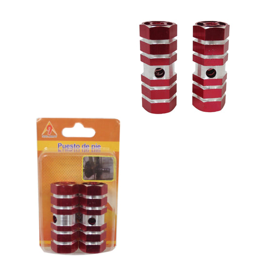 Aluminium Striped Bike Bicycle Pedal Foot Rest A x le Peg Pack Of 2 Assorted Colours