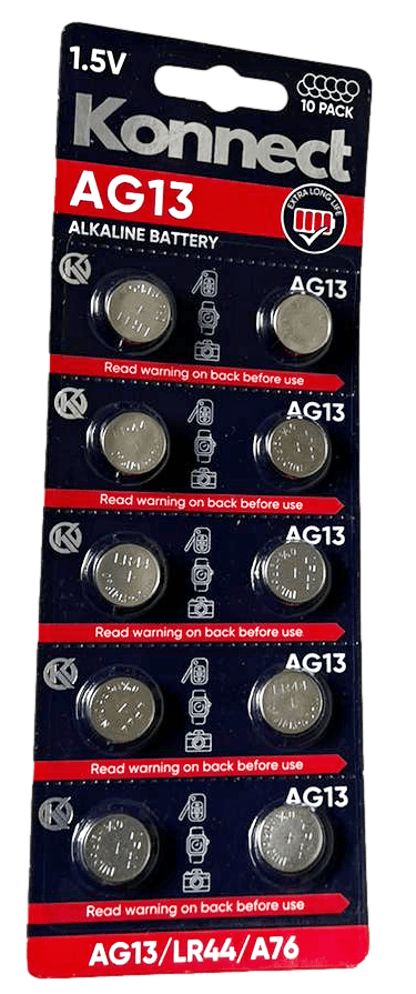 Konnect 10 Pack Alkaline Batteries 1.5v - AG13 - LR44 - AG76