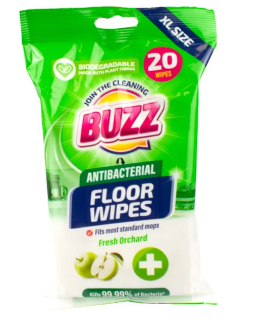 Buzz Biodegradable Floor Anti – Bac Wipes 20 Pack Fresh Orchard